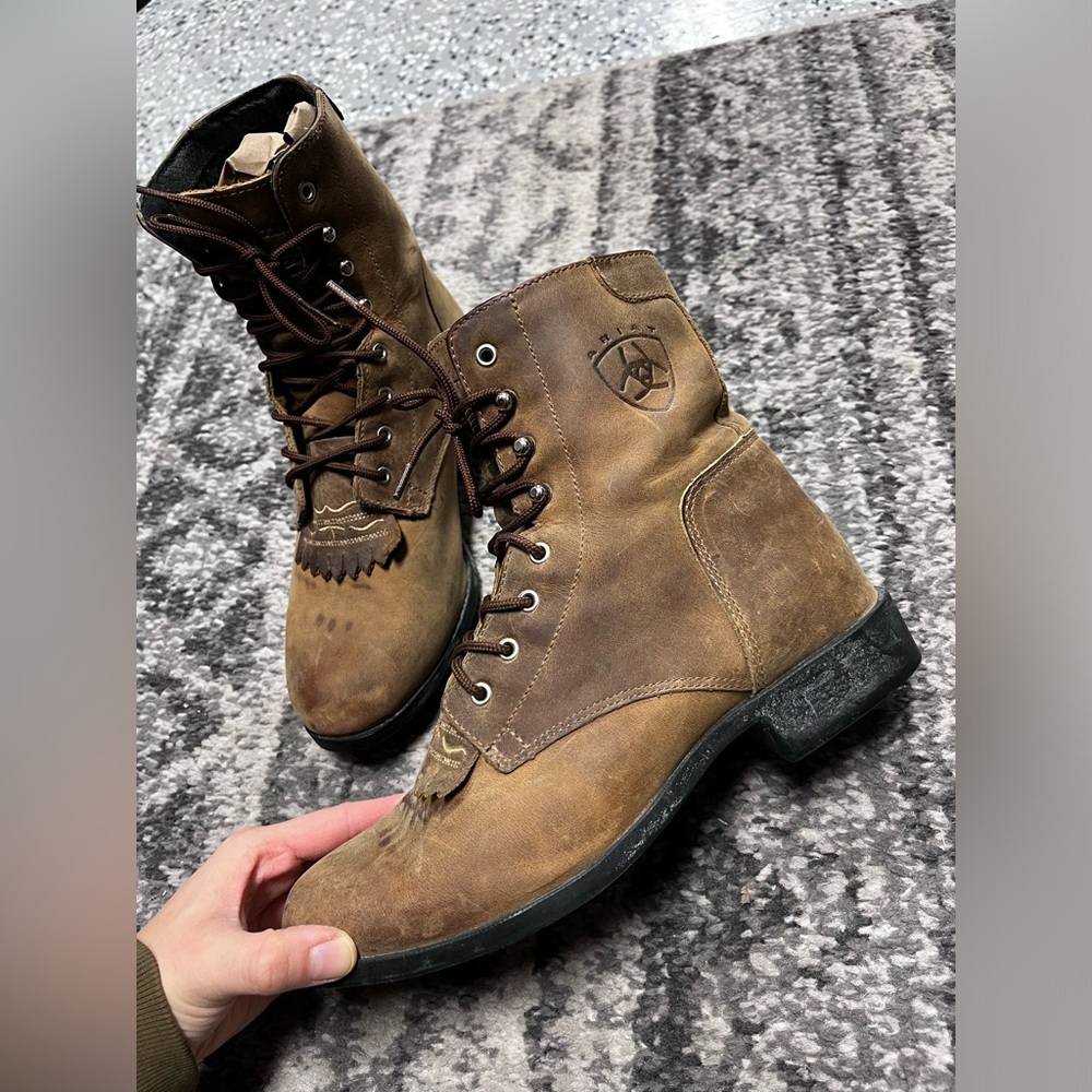 Ariat Torque Stabilizer Women's Brown Leather Lace-Up Kiltie Ankle Boots 7